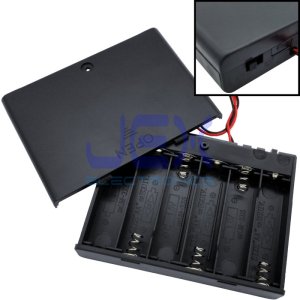 Six/6X AA DIY Battery Holder Case Box 7.2V/9V With Power Switch & Bare Wire Ends