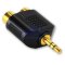 Twin 2X Female RCA to Male Stereo 3.5mm 1/8"  Jack Adapter Audio Splitter Gold Plated